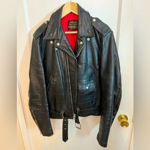 Vintage Oakbrook Sportswear Black Leather Motorcycle Jacket - size 40
